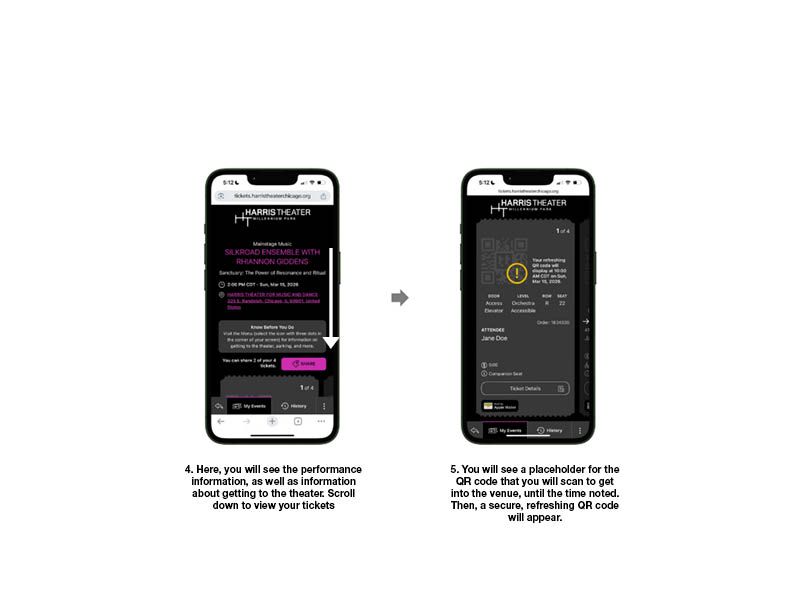 Another information graphic with more steps on how to access the digital ticket's wallet.