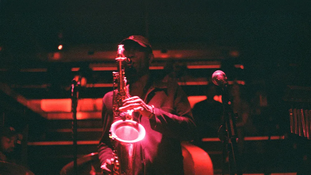 A man playing the saxophone