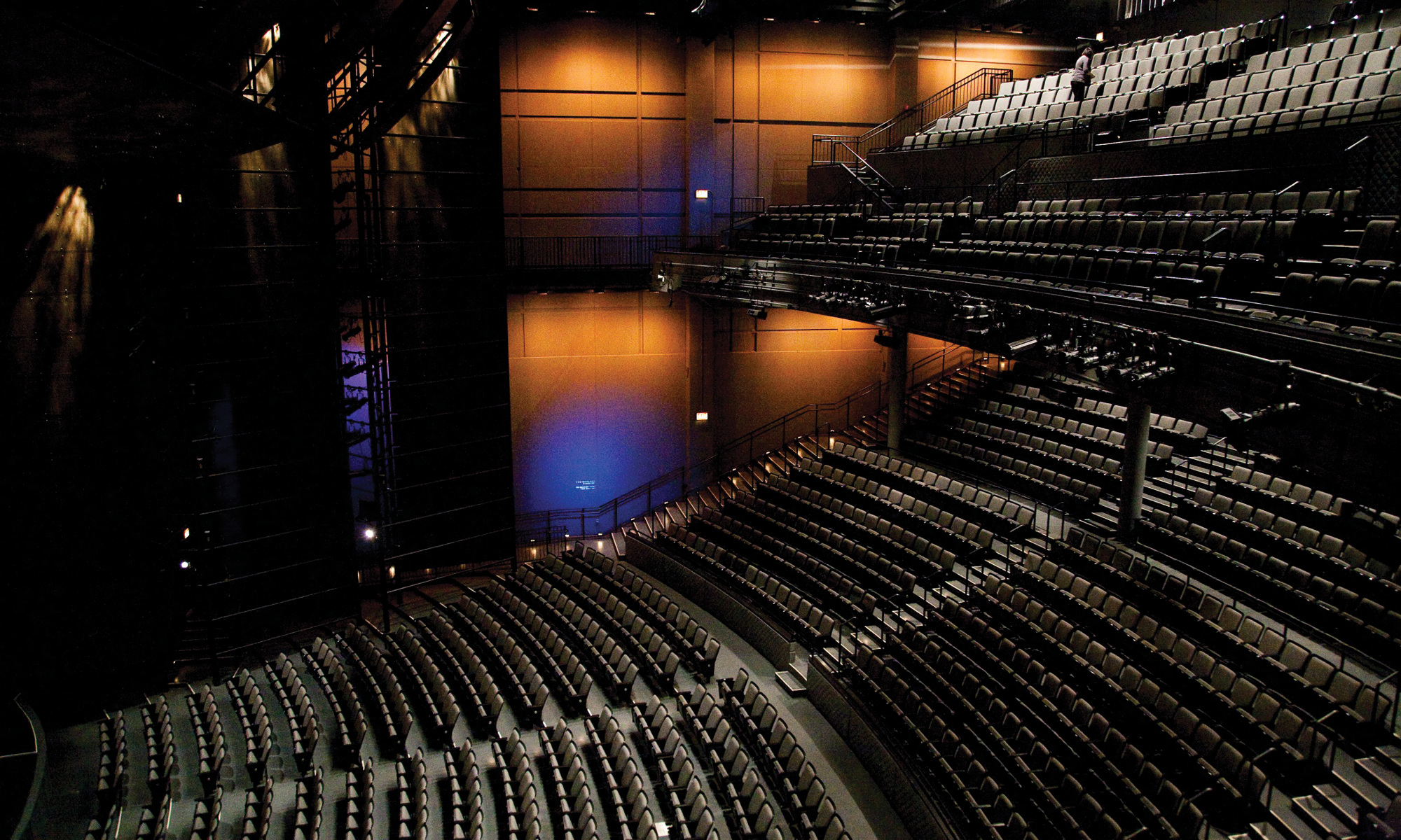 An image of the Harris Theater seats
