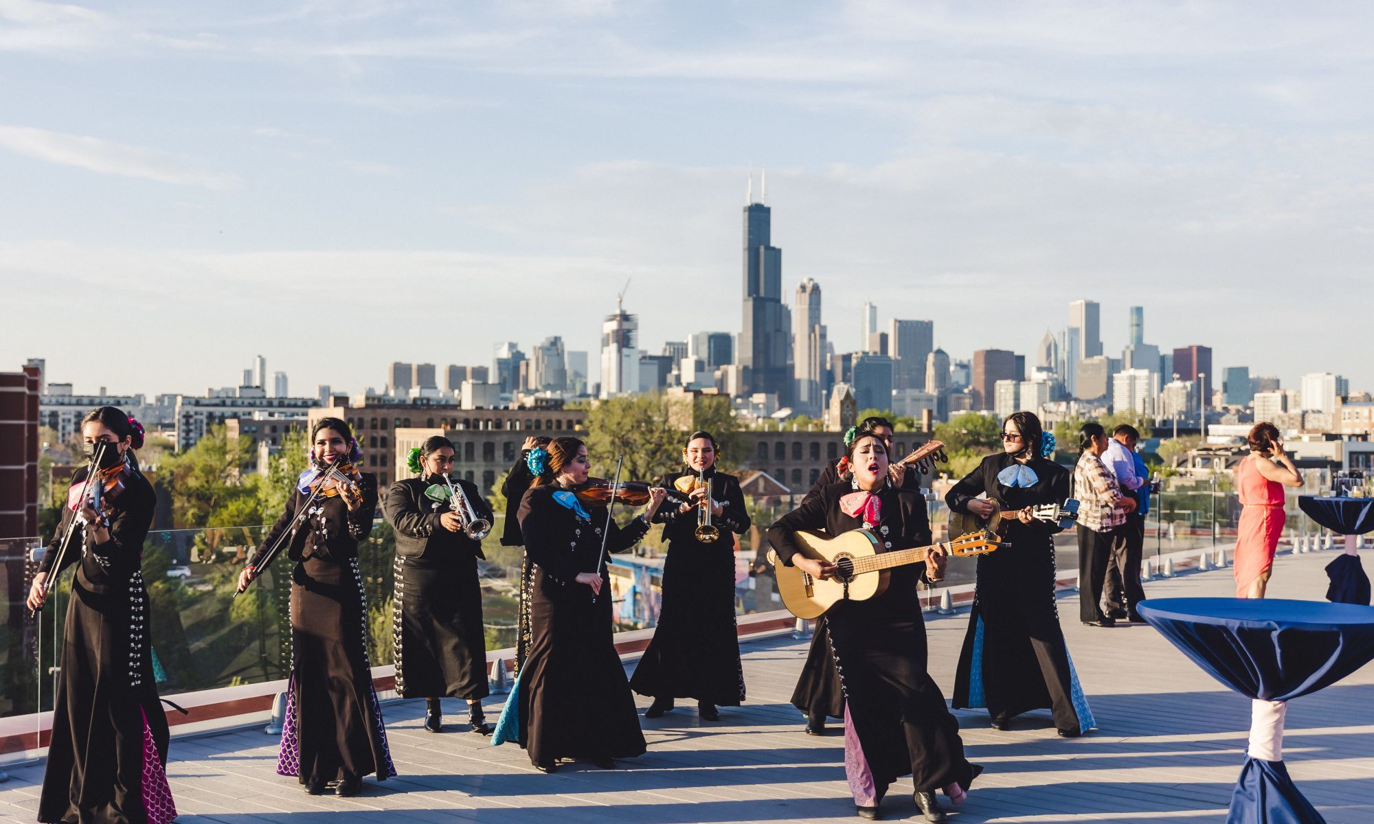 Mariachi Sirenas performing at a rooftop in Chicago