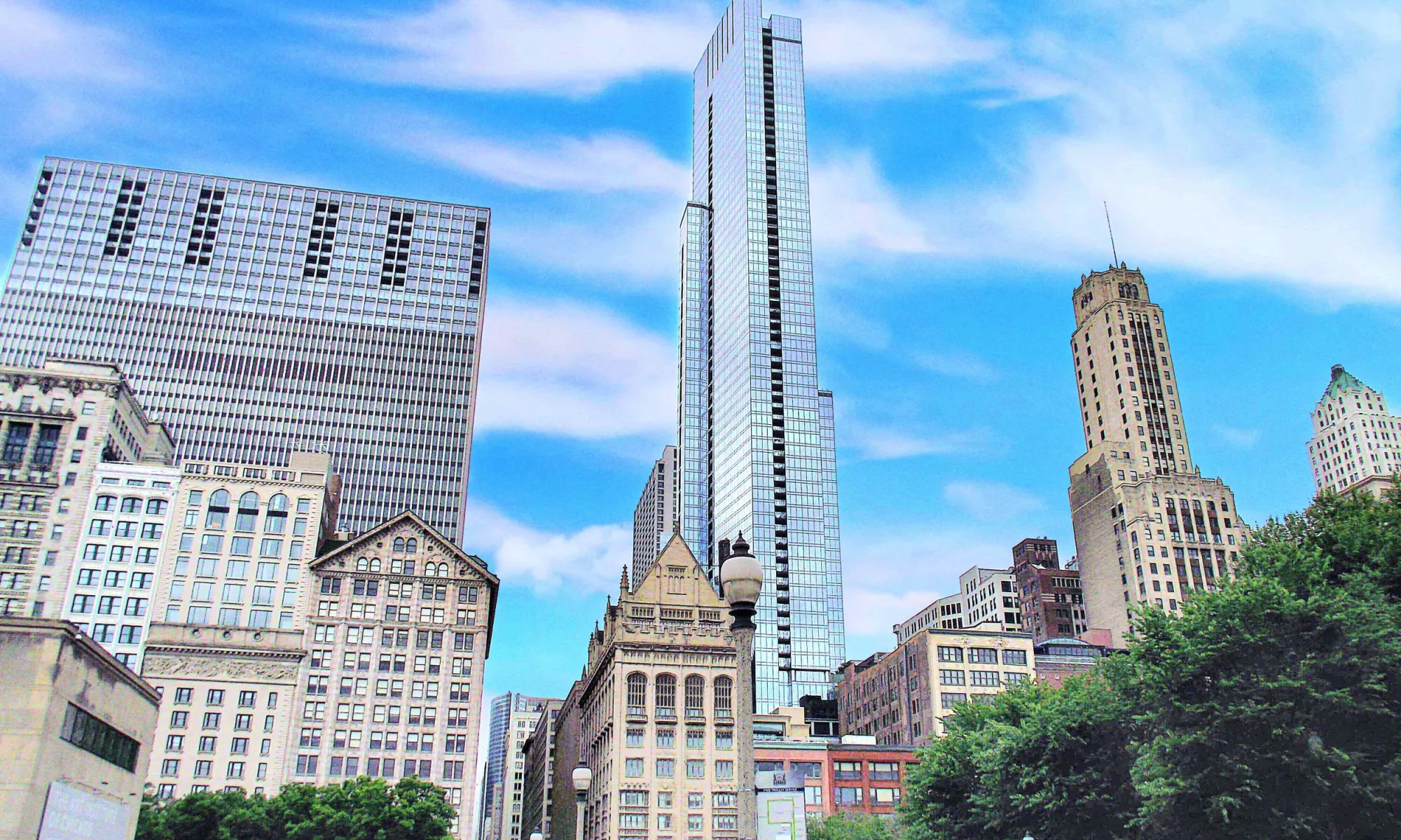 Skyscrapers and buildings.