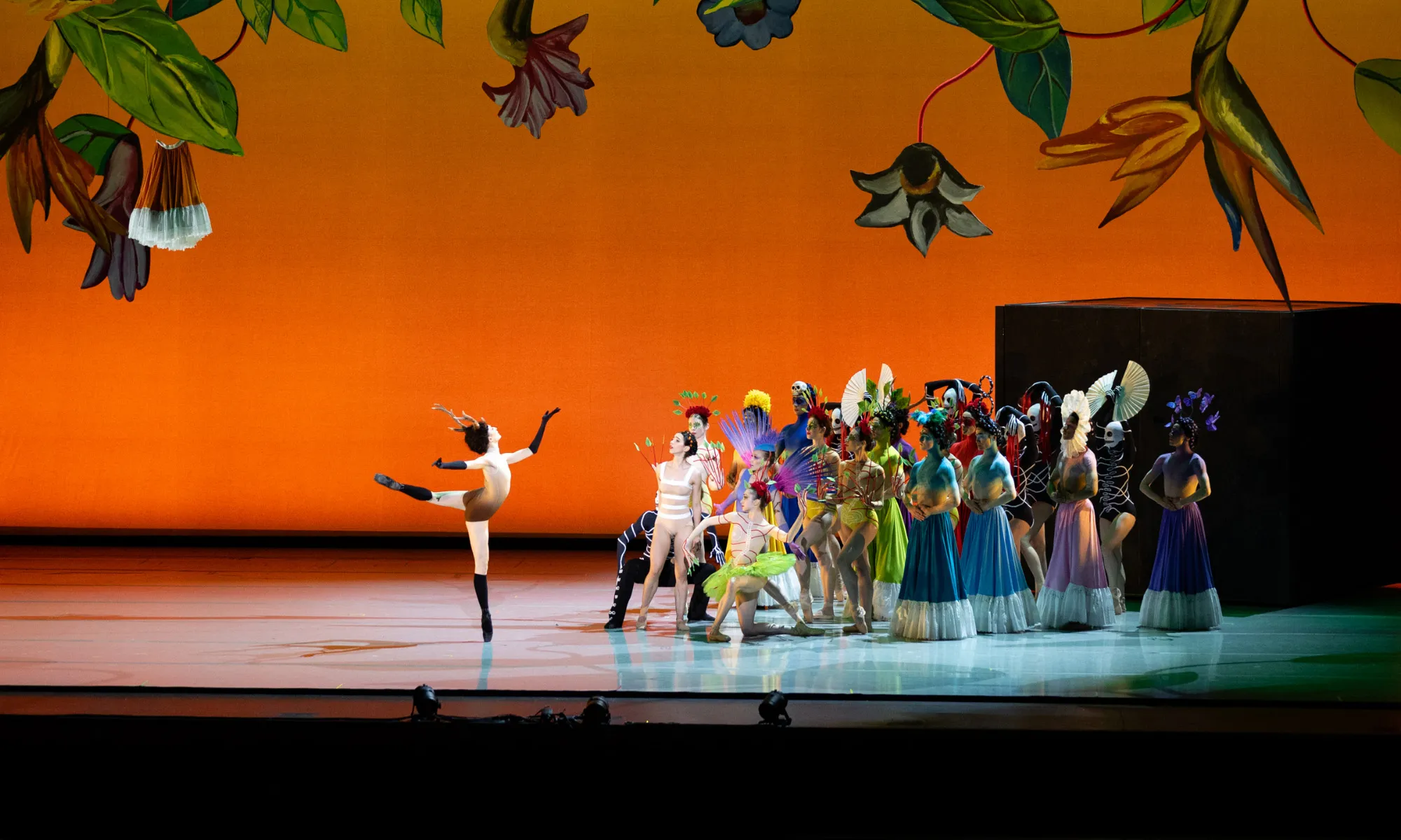 An ensemble of performers playing an assortment of instruments.