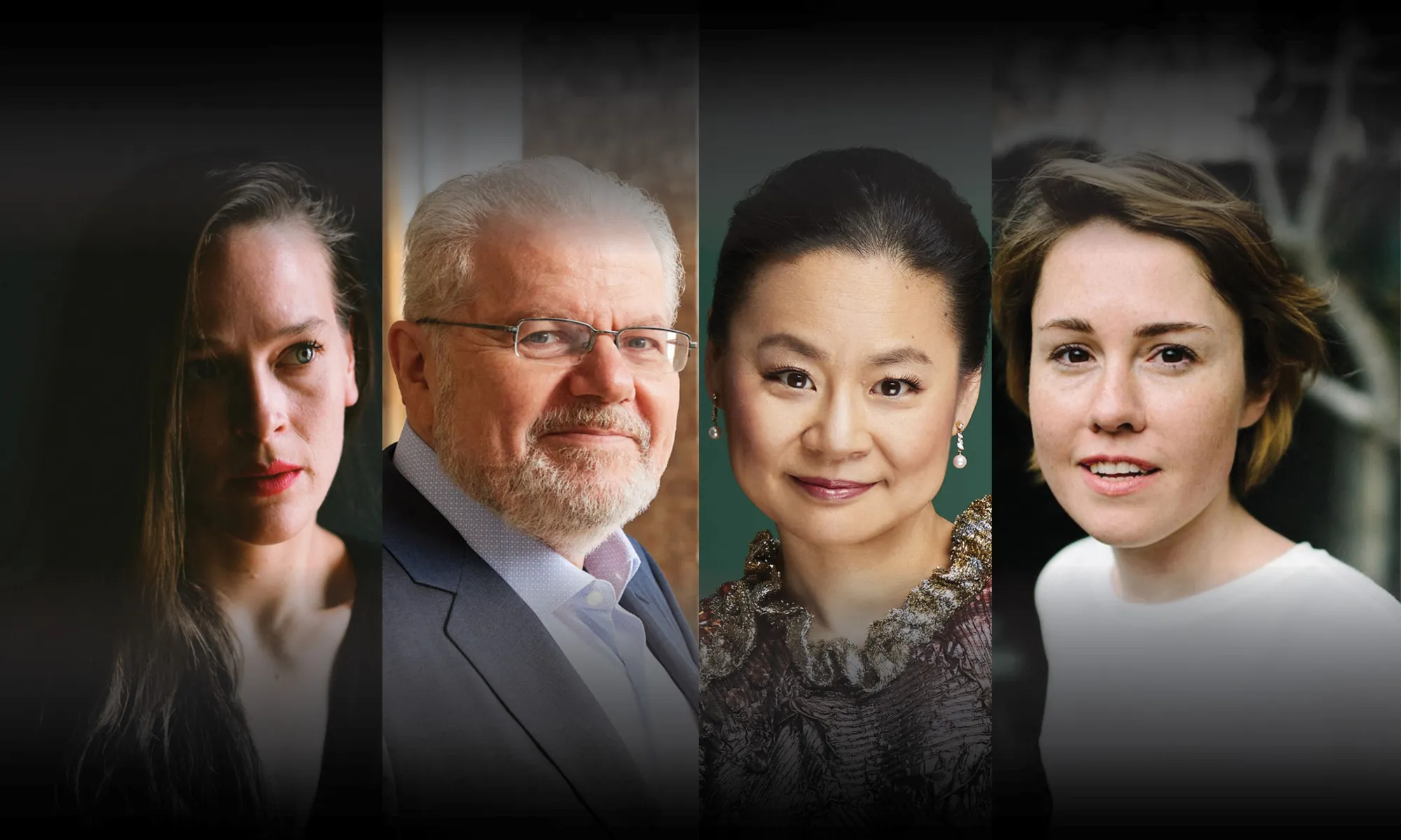 Collage of the artist performing