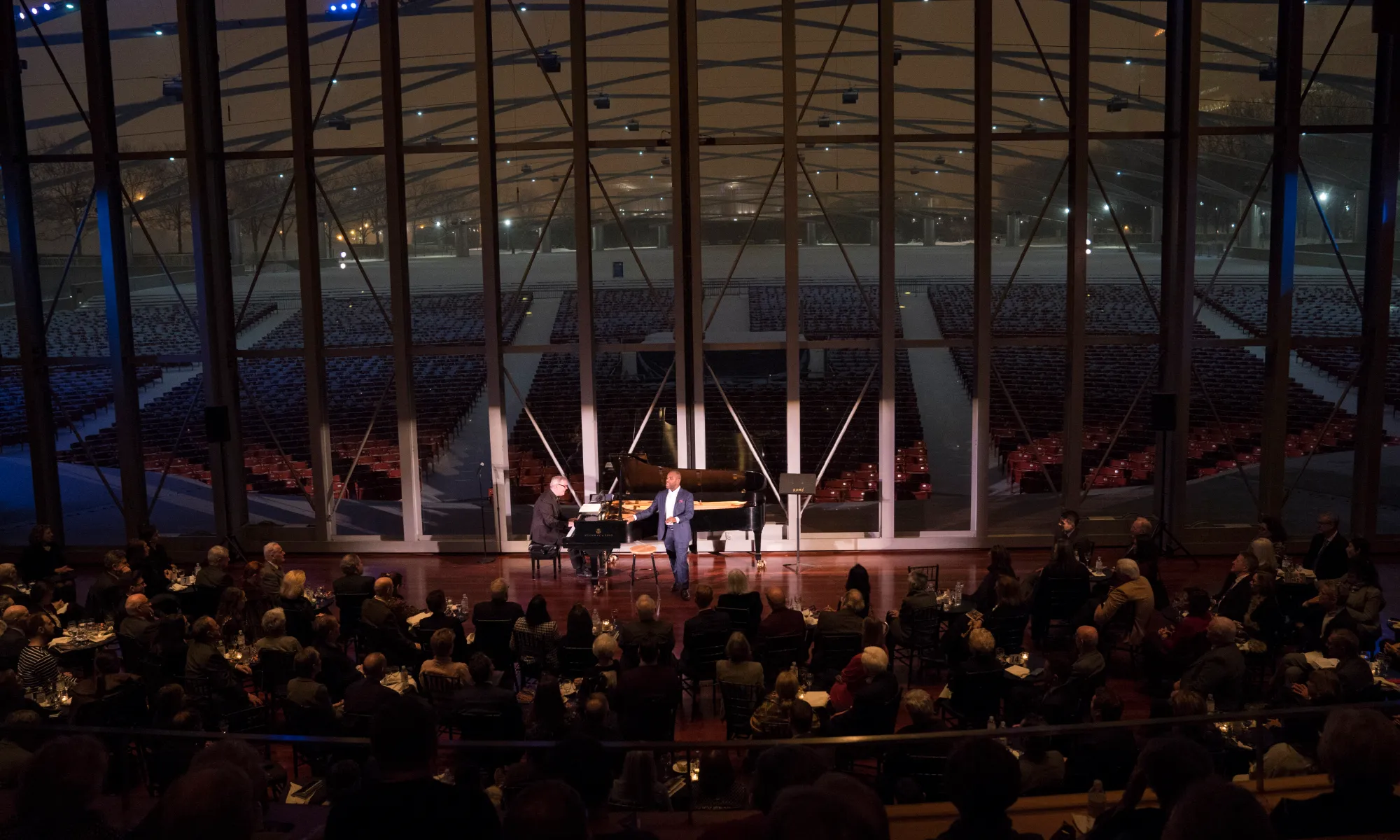 Lawrence Brownlee performing with Craig Terry in front of an audience.