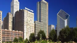 Image of Skyscrapers, buildings, and a park.