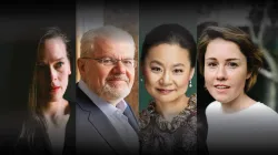 Collage of the artist performing